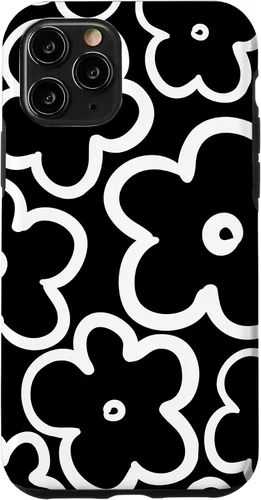 Vista 29 de Cute Flower Pattern Large Wildflower Black and White Floral Case for iPhone 17