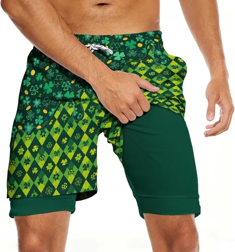 Vista 17 de CHILL·TEK Traje de baño para hombre con forro de compresión de secado rápido 2 en 1, traje de baño para playa