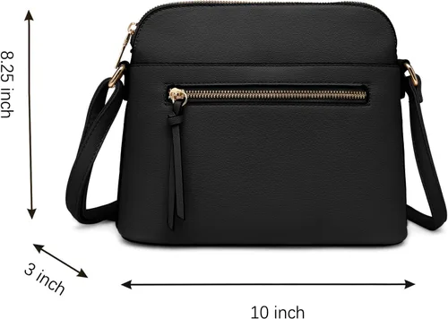 Vista 3 de LA TERRE Bolsa pequeña cruzada, bolsa de hombro estilo cúpula con bolsillo con cremallera y correa ajustable