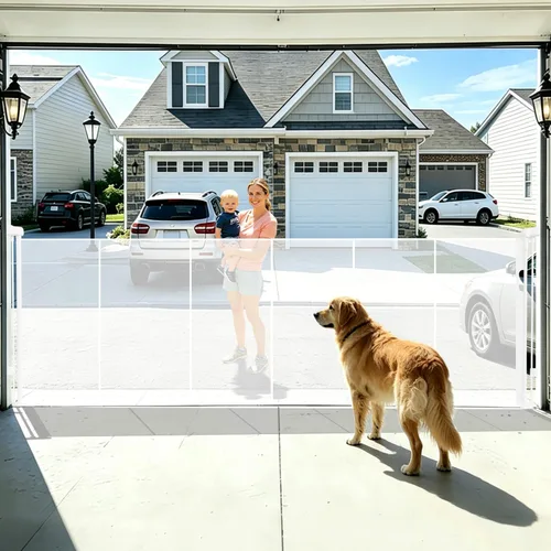 Vista 10 de Puertas retráctiles para bebés para escaleras, puerta de bebé de 55 pulgadas de ancho, puerta para perros, puerta retráctil para mascotas de 41 Negro