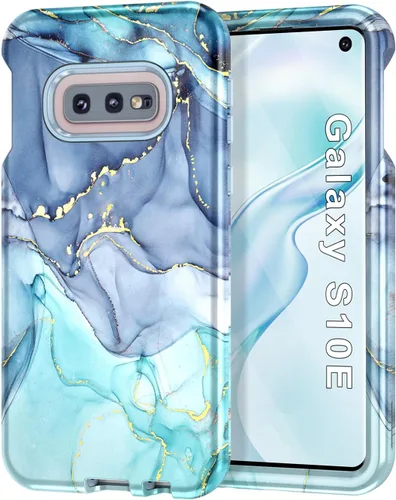 Vista 9 de Btscase Funda para Samsung Galaxy S10e, resistente de tres capas de mármol, a prueba de golpes, cuerpo completo, policarbonato duro y TPU suave