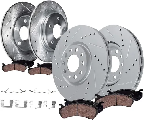 Vista 21 de Detroit Axle - Kit de frenos delanteros para Toyota 2007-2016 Tundra, 2008-2016 Sequoia, Pastillas de freno cerámicos para pinza de freno de disco