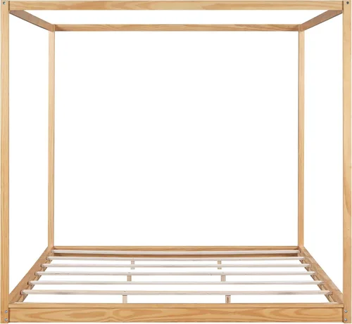 Vista 8 de Harper & Bright Designs Cama King con dosel de madera con 4 paneles de póster, marco de cama de suelo, cama de plataforma tamaño King para niños