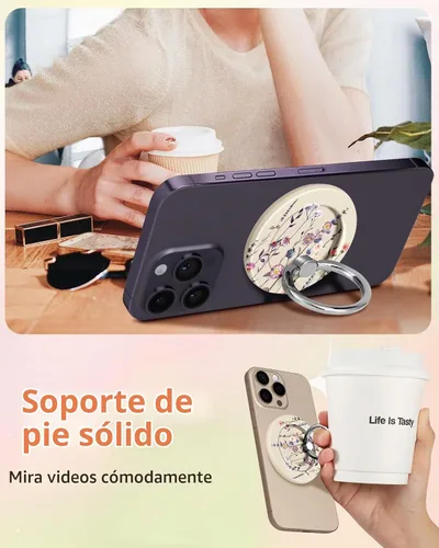 Vista 3 de Lotadilo Soporte magnético para anillo de teléfono, lindo soporte de agarre Púrpura