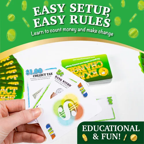 Vista 2 de Juego de cartas de cambio exacto - Juego educativo de conteo de dinero para niños