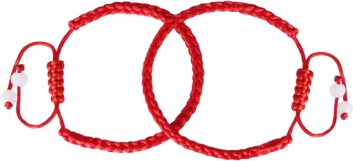 Vista 5 de GEJOY 12 piezas hechas a mano Kabbalah pulsera ajustable de la suerte con 2 cuentas blancas para el éxito