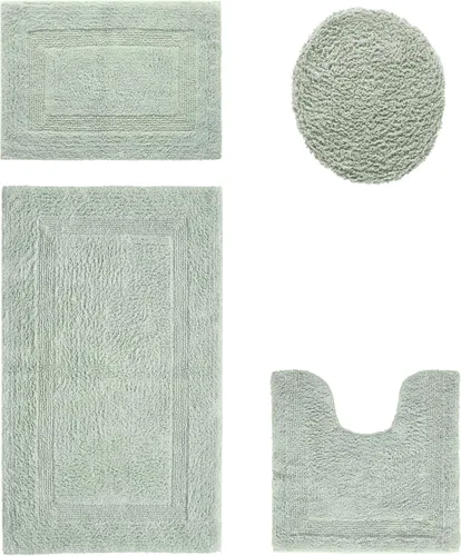 Vista 204 de Better Trends - Juego de 2 alfombras de baño 100% algodón, extra suaves, con borlas, de 17" x 24", alfombra de baño superabsorbente y reversible