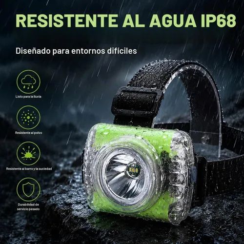 Vista 4 de Mode Lamp-40A - Luz de minero recargable para casco duro, IP68, impermeable, LED, lámpara de tapa de alto brillo para minería subterránea