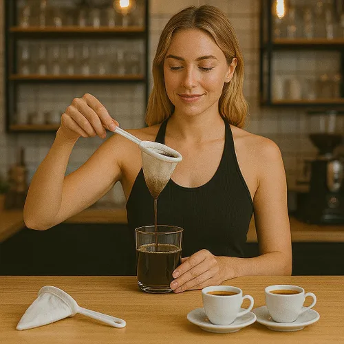 Vista 3 de Paquete de 2 filtros de tela de franela Colador De Cafe, reutilizables, sostenibles y fáciles de usar para una experiencia de café rico y suave