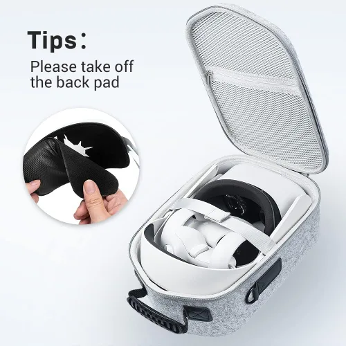 Vista 8 de Vimetapro Estuche de transporte para Quest 2, bolsa rígida para accesorios Quest 2, auriculares de realidad virtual con correa Elite y controles