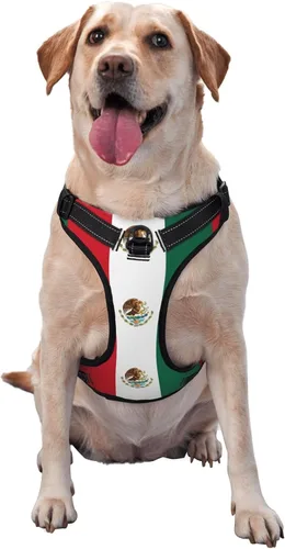 Vista 3 de Arnés para perro con bandera de México, chaleco acolchado suave para perros, chaleco ajustable para perros pequeños, medianos y grandes