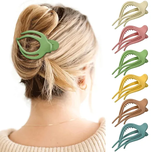 Vista 17 de Pinzas de pelo planas French Concord - 6 piezas, pinzas de pelo curvas sin deslizamiento, pinzas de agarre para volumen, pinzas de pelo para mujeres