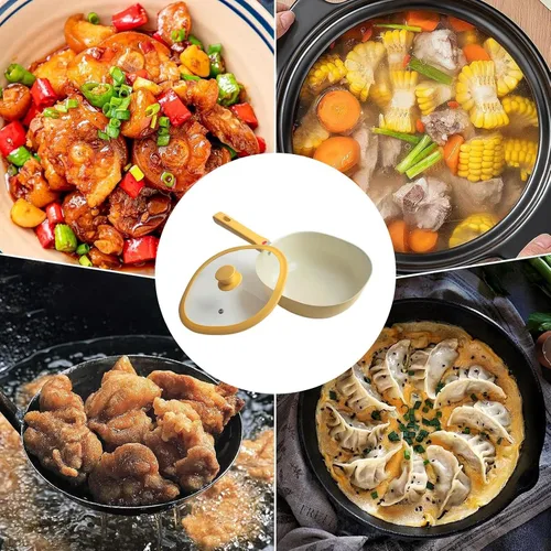 Vista 5 de Frying Pan - 1.9L Alloy Lightweight Nonstick Cookware with Lid Nonstick Skillet for Grilling, Saute, Baking, Apartment Cooking, Kitchen Meal Prep