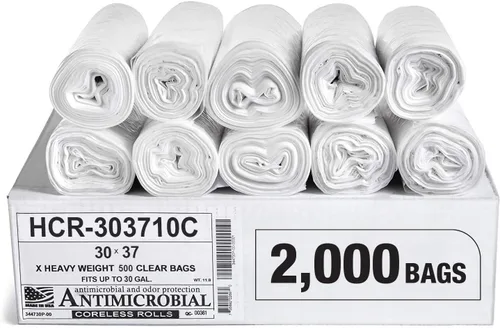 Vista 81 de Aluf Plastics Bolsas de basura de alta densidad, 10 galones, 4000 unidades, 6 micras (eq), 24 x 24 pulgadas, negras, para baño, oficina, industrial