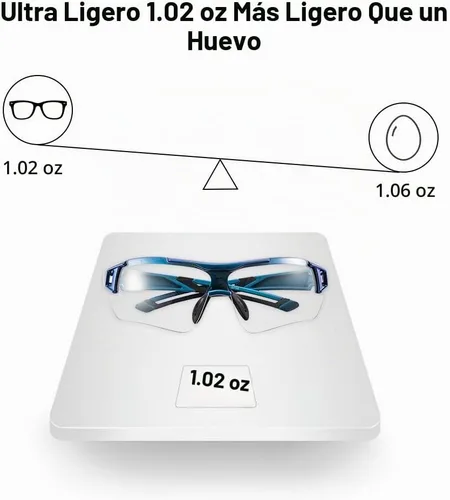 Vista 5 de ROCKBROS Gafas de sol deportivas fotocrómicas 0.78 oz Gafas de sol anti