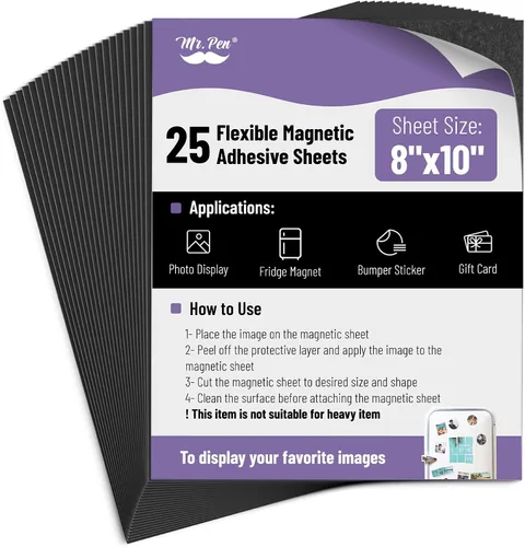 Vista 10 de Mr. Pen - Hojas magnéticas adhesivas, 2" x 3", paquete de 45, hoja magnética, papel magnético, hojas de papel magnético, hojas magnéticas