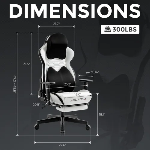 Vista 2 de Aodrova Silla de juegos con reposacabezas biónico y almohada lumbar, silla ergonómica de piel sintética estilo carreras con reposapiés para adultos