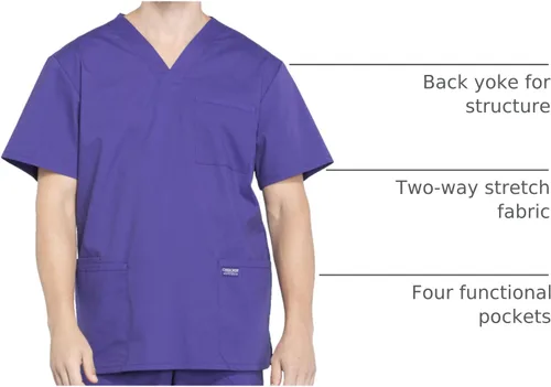 Vista 9 de Cherokee WW Professionals WW695 - Camisa de uniforme sanitario para hombre, con cuello en V