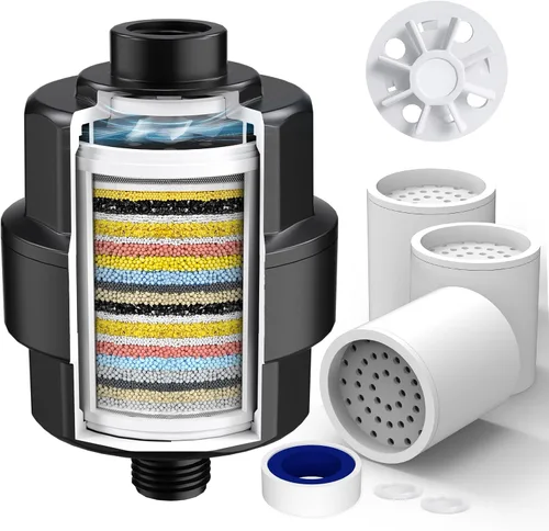 Vista 19 de Filtro de ducha de 20 etapas para agua dura, con 1 cartucho reemplazable, filtro de agua de ducha de alto rendimiento para eliminar cloro y flúor