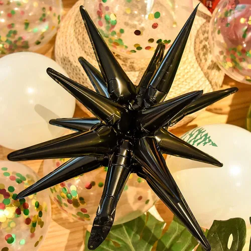 Vista 4 de 6 globos de papel de aluminio con forma de estrella de explosión de 22 pulgadas, globos de Mylar de 12 puntos, globos de punta grande para baile