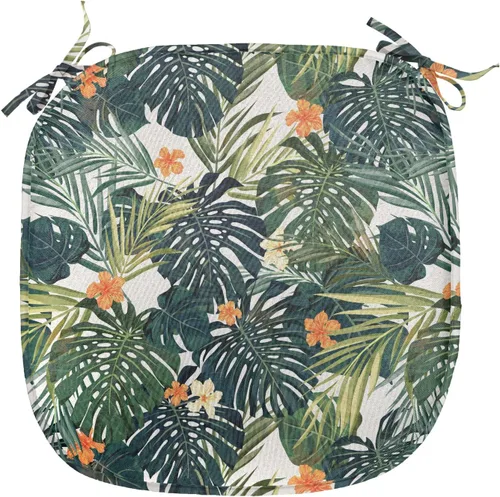 Vista 216 de Ambesonne Flamingo - Cojín de asiento para silla, diseño de fantasía exótica con elementos de vida silvestre hawaiana en colores pastel, acolchado