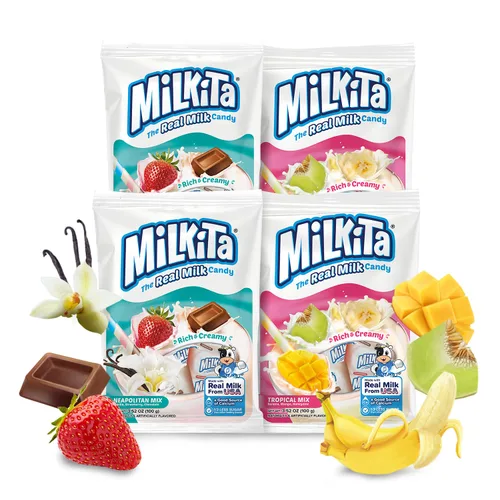 Vista 22 de Milkita Caramelo cremoso de leche de plátano – Dulces saludables bajos en azúcar con leche real para niños y adultos – Caramelos sin grasa y sin