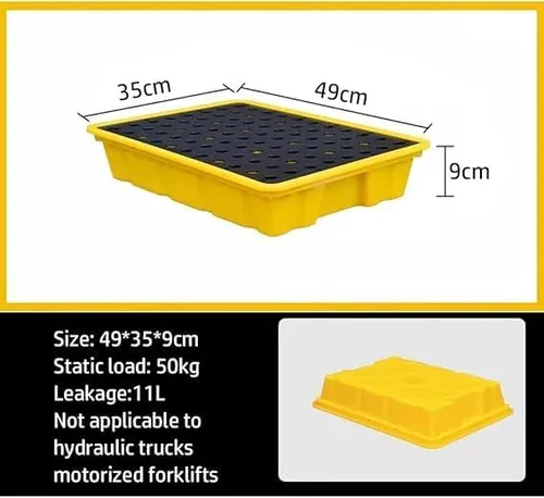 Vista 4 de Industrial Spill Containment Tray, Modular Design for Leak Prevention, Oil Tank and Chemical Spill Management Solution,Amarillo-49x35x9cm