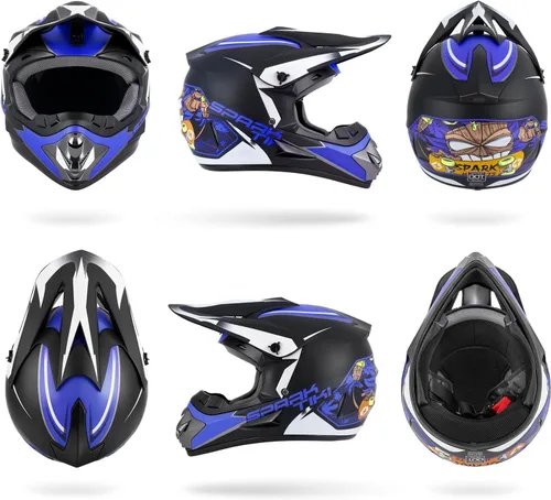 Vista 4 de Casco de motocross juvenil, casco de motocicleta ATV, cascos de motocross para exteriores, aprobado por DOT, cascos todoterreno con guantes, gafas