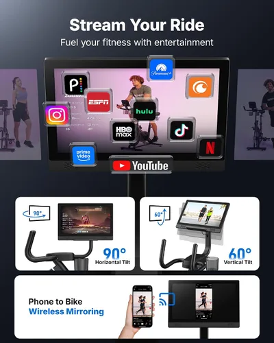 Vista 4 de MERACH Bicicleta Reclinable Estática para el Hogar con Bluetooth Inteligente y Aplicación Exclusiva para Bicicletas de Ejercicio, LCD, Manillar