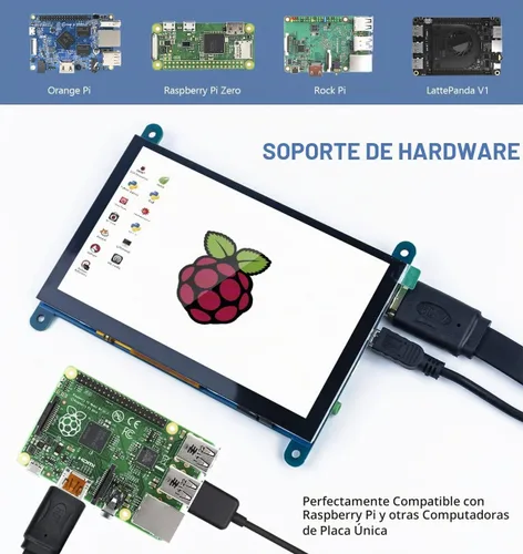 Vista 5 de Hosyond 5 pulgadas IPS LCD pantalla táctil panel 800 × 480 pantalla capacitiva HDMI Monitor para Raspberry Pi 5/4/3, BB negro, Windows 10 8 7
