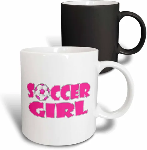 Vista 7 de 3dRose Soccer Girl Pink and White 11oz Two-Tone Blue Mug