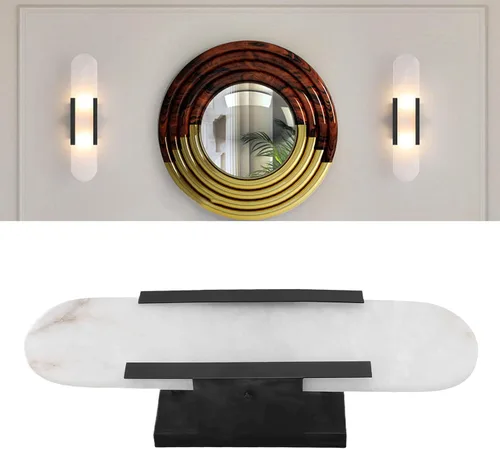 Vista 5 de Lámpara de pared LED de fuente de luz, lámparas de pared con pilas, luz de pared LED de mármol esmerilado de carga extraíble con base G4 para sala