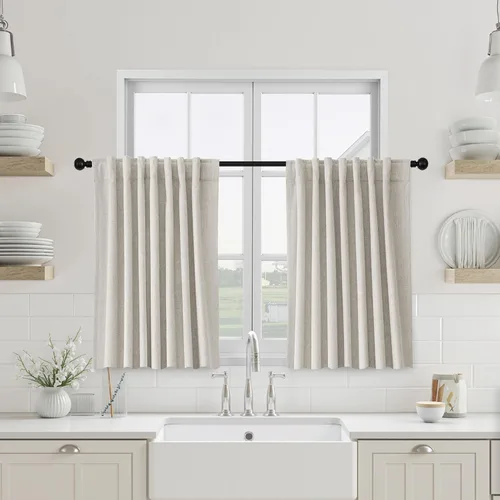 Vista 25 de UHITECH Short Blackout Curtains for Bedroom 24 Inch Long 2 Panels, Beige