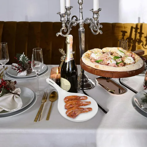 Vista 4 de Luxshiny - Platos para servir con asas de 9.44 x 5.31 x 1.18 pulgadas, juego de 2 platos para aperitivos, postres, filetes, pasta, ensalada, vajilla