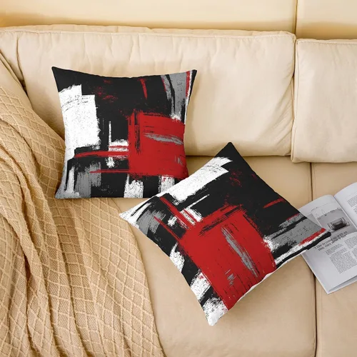 Vista 26 de Juego de 2 fundas de almohada abstractas de 16 x 16 pulgadas para niños, niñas, adolescentes, decoración de dormitorio, moderna a rayas, decoración