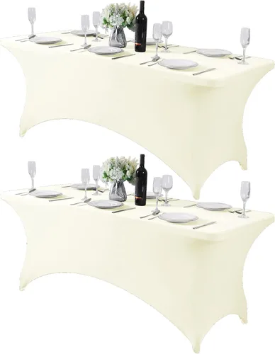 Vista 155 de Mantel de elastano para mesa de 6, 4 o 8 pies, universal, ajustable, para fiestas, banquetes, bodas y eventos, color verde manzana