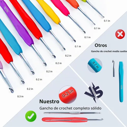 Vista 5 de MYBAGZING - Kit de ganchillo para principiantes, kit de iniciación de hilo Negro