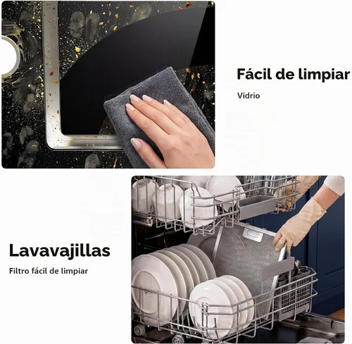 Vista 6 de Campana extractora de 30 pulgadas, campana extractora negra