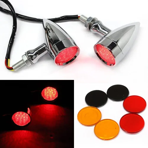 Vista 15 de MISS MOLY Bobber Cafe - Luz trasera LED para motocicleta, luz intermitente de freno color ámbar