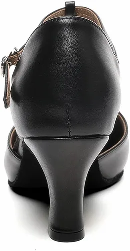 Vista 3 de Zapatos de tacón para baile de salón de baile de salón latino con correa en T para mujer, zapatos de baile de graduación, vestido de boda
