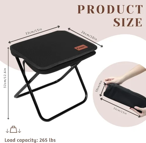 Vista 2 de Taburete plegable portátil – Taburete de camping ligero y compacto con bolsa de transporte, resistente 265 libras, silla de bolsillo