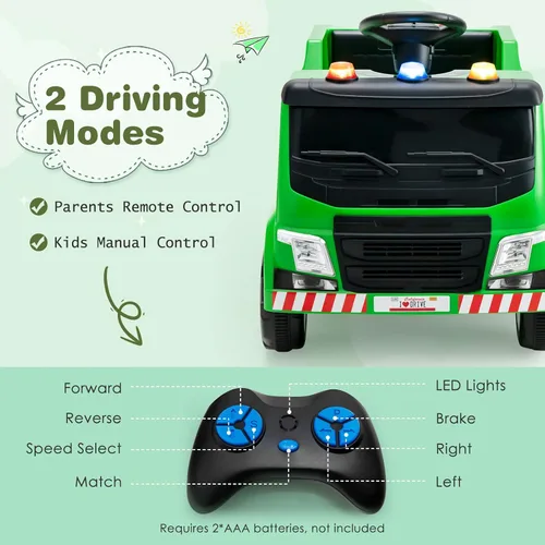 Vista 11 de GLACER Coche de paseo para niños, camión de basura de 12 V con control