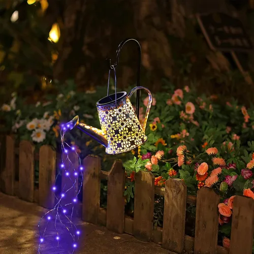 Vista 6 de VOOKRY - Regadera solar con luces, linternas solares grandes para colgar al aire libre, impermeable, decoración de jardín para el patio, césped