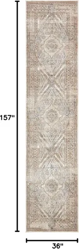 Vista 2 de Unique Loom Chateau Collection - Alfombra de área Wilson (3' x 13' 1", color beige/azul)