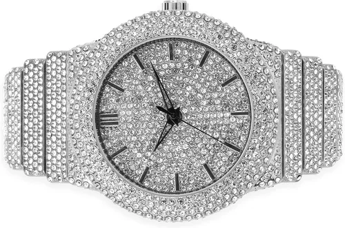 Vista 4 de ICE STAR Reloj de diamantes totalmente helado para hombre, caja de 1.811 in