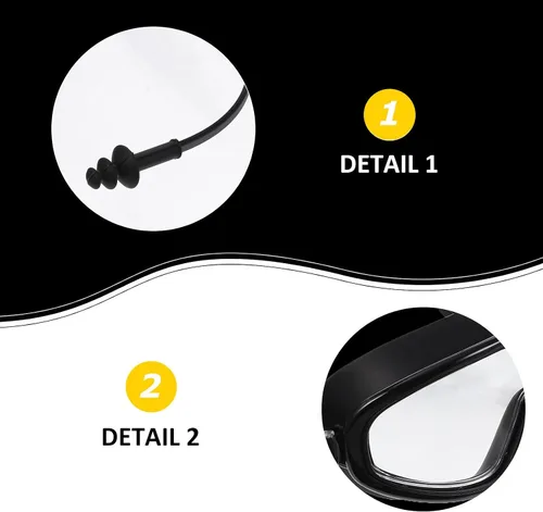 Vista 8 de Adult Waterproof Anti-fog Silicone Swimming Goggles, Black High-definition Swim Glasses for Swimming Training and Water Sports