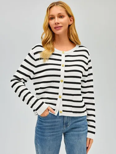 Vista 2 de AUTOMET Suéteres a rayas para mujer, ropa de otoño 2023, ropa de moda de otoño con botones y bolsillos
