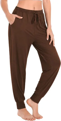 Vista 17 de Envlon - Pantalones de yoga para mujer, sueltos, ligeros, pantalones de entrenamiento, con cordón, cómodos, joggers casuales, con bolsillos Negro
