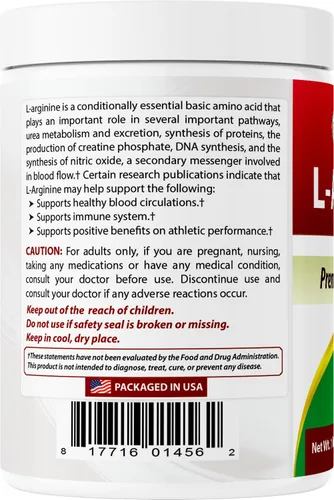 Vista 7 de Best Naturals L-Arginina en polvo de 1 libra – Forma pura libre de grado farmacéutico – Los mejores suplementos de arginina de aminoácidos