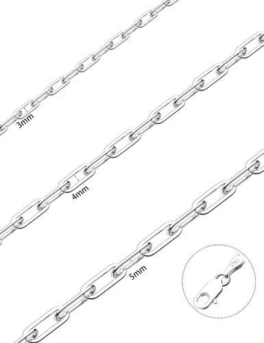 Vista 3 de Waitsoul 925 Sterling Silver Paperclip Lobster Clasp Chain 3mm 4mm 5mm Necklace for Women Men Diamond Cut Silver Necklace Chain 16-30 Inches